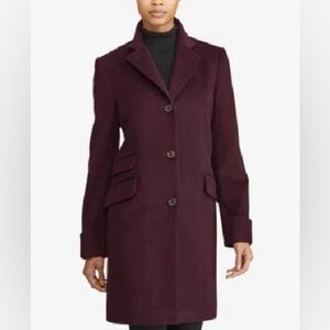 Ralph Lauren Deep Burgundy Trench Coat Wool blend
